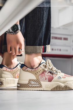 Beige And Red Sneakers - Y2K Summer, 90S Grunge, Retro Hip Hop, Y2K Party, Pastel Goth Style