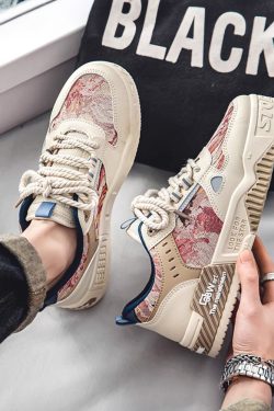 Beige And Red Sneakers - Y2K Summer, 90S Grunge, Retro Hip Hop, Y2K Party, Pastel Goth Style