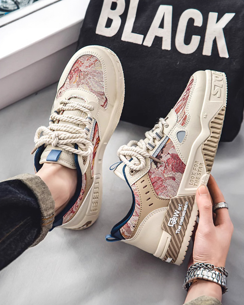 Beige And Red Sneakers - Y2K Summer, 90S Grunge, Retro Hip Hop, Y2K Party, Pastel Goth Style