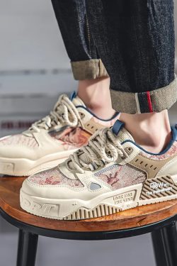 Beige And Red Sneakers - Y2K Summer, 90S Grunge, Retro Hip Hop, Y2K Party, Pastel Goth Style