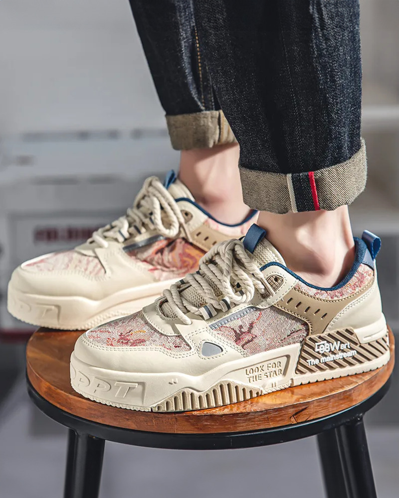 Beige And Red Sneakers - Y2K Summer, 90S Grunge, Retro Hip Hop, Y2K Party, Pastel Goth Style