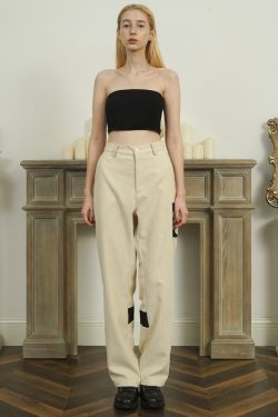 Beige Corduroy Pants - Y2K Summer & 90S Grunge Outfit, Retro Style, Y2K Club & Party Fashion