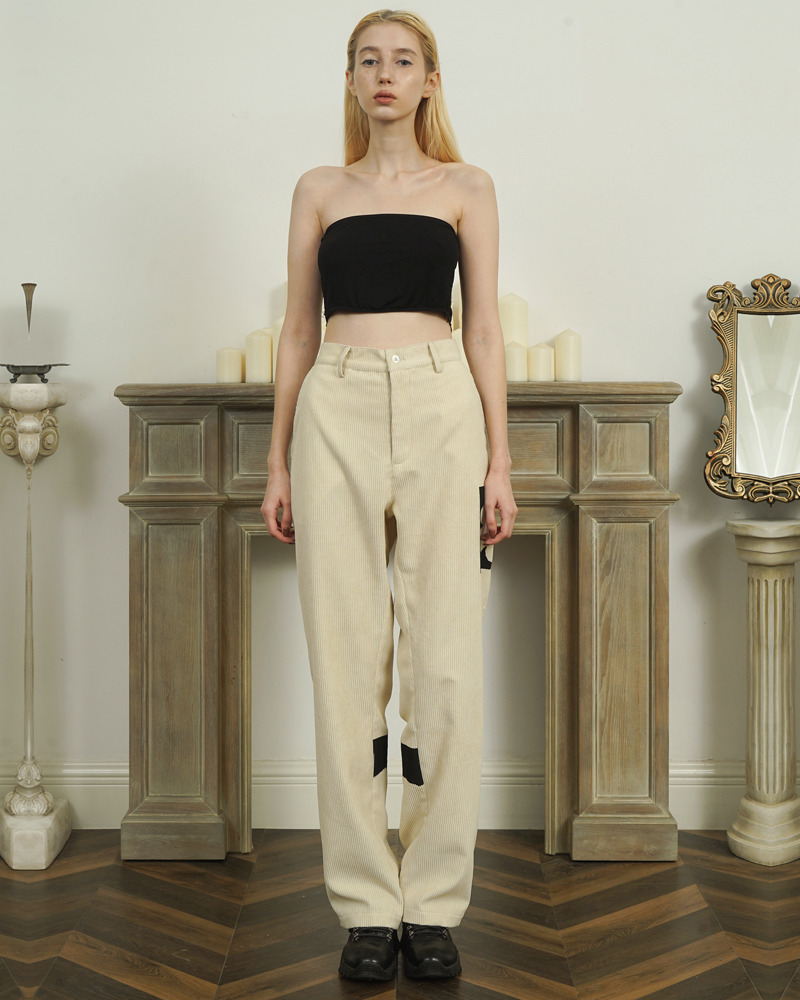 Beige Corduroy Pants - Y2K Summer & 90S Grunge Outfit, Retro Style, Y2K Club & Party Fashion
