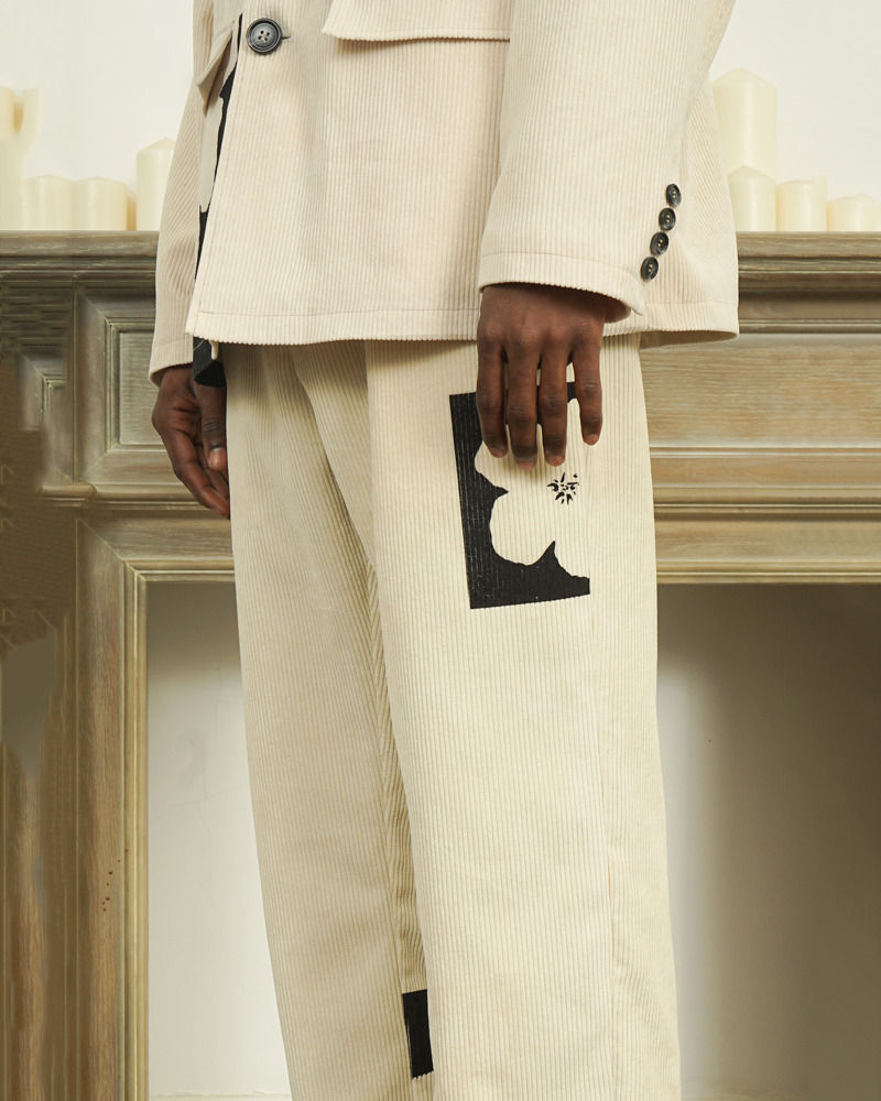 Beige Corduroy Pants - Y2K Summer & 90S Grunge Outfit, Retro Style, Y2K Club & Party Fashion