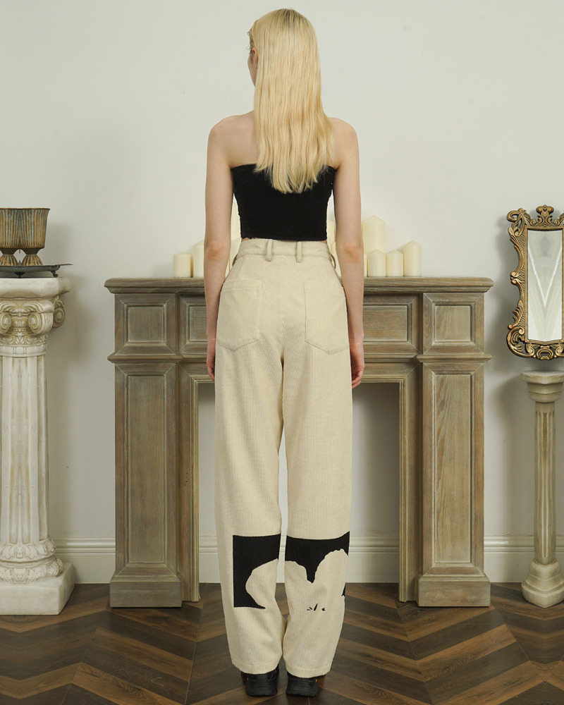 Beige Corduroy Pants - Y2K Summer & 90S Grunge Outfit, Retro Style, Y2K Club & Party Fashion