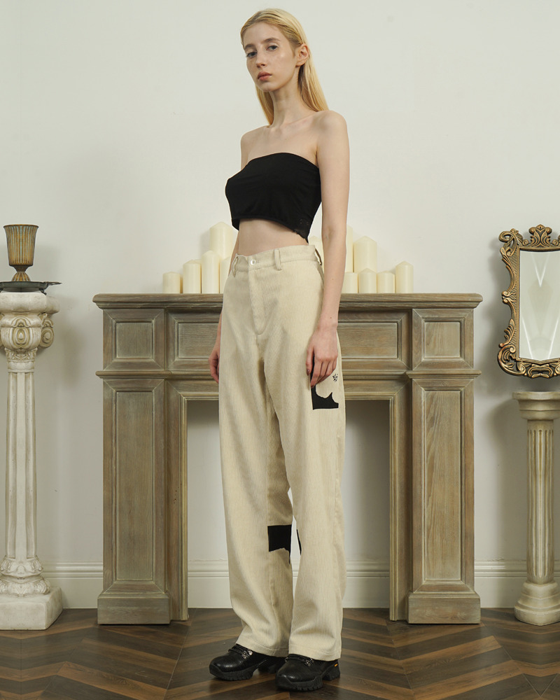 Beige Corduroy Pants - Y2K Summer & 90S Grunge Outfit, Retro Style, Y2K Club & Party Fashion