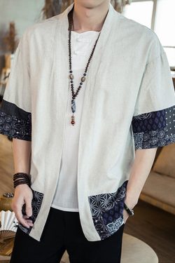 Beige Kimono Cardigan - Y2K Summer & 90S Grunge Outfit, Retro Style, Pastel Goth Fashion