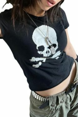 Blakely Y2K Grunge Crop Top - 90S Fashion, Retro Style, Summer Y2K Outfits, Gothic Y2K