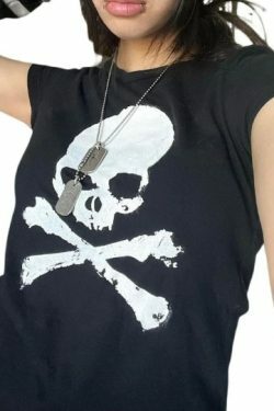 Blakely Y2K Grunge Crop Top - 90S Fashion, Retro Style, Summer Y2K Outfits, Gothic Y2K