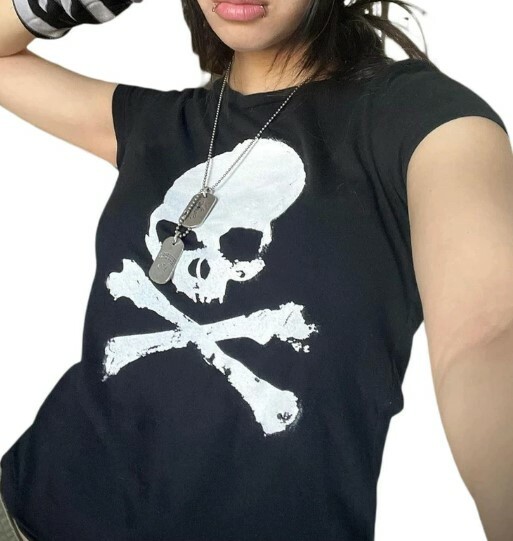 Blakely Y2K Grunge Crop Top - 90S Fashion, Retro Style, Summer Y2K Outfits, Gothic Y2K