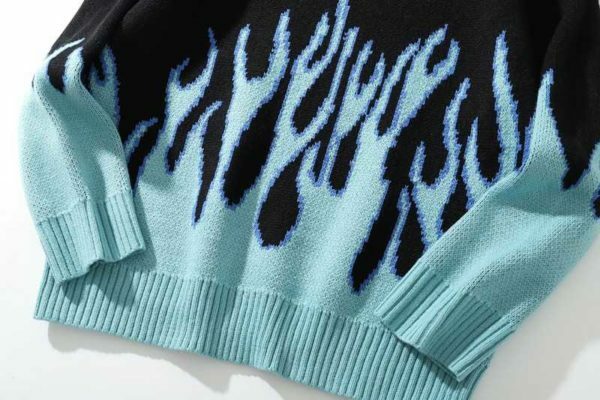 Blue Flame Sweater - Y2K Summer Grunge, 90S Retro Style, Y2K Club & Party Outfits Blue Flame Sweater - Y2K Summer Grunge, 90S Retro Style, Y2K Club & Party Outfits