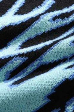 Blue Flame Sweater - Y2K Summer Grunge, 90S Retro Style, Y2K Club & Party Outfits