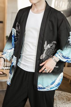 Blue Waves Kimono Cardigan - Y2K Summer Grunge, 90S Retro, Pastel Goth, Y2K Party Outfit