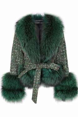 Brinley Tweed Fur Coat - Y2K Grunge & 90S Retro Style, Perfect For Y2K Party &