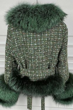 Brinley Tweed Fur Coat - Y2K Grunge & 90S Retro Style, Perfect For Y2K Party &