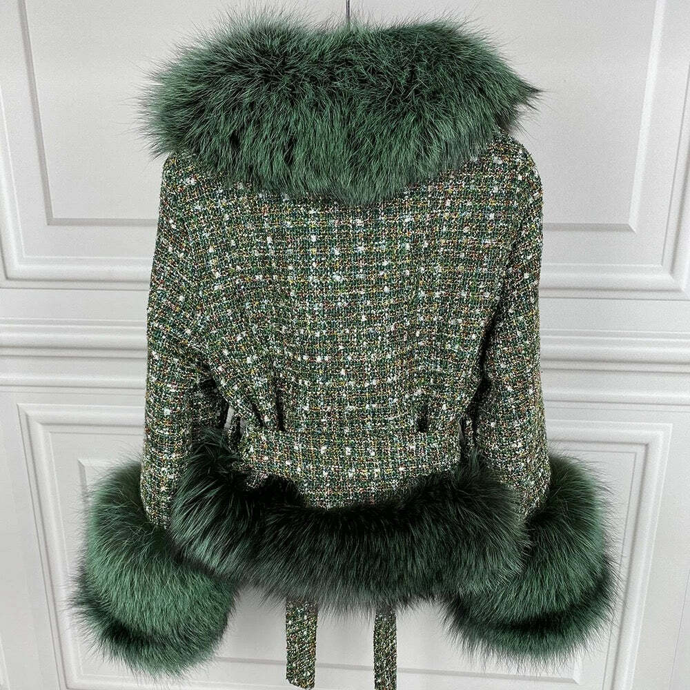 Brinley Tweed Fur Coat - Y2K Grunge & 90S Retro Style, Perfect For Y2K Party & Brinley Tweed Fur Coat - Y2K Grunge & 90S Retro Style, Perfect For Y2K Party &