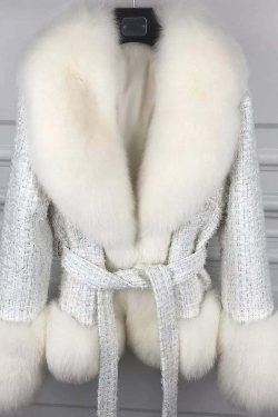 Brinley Tweed Fur Coat - Y2K Grunge & 90S Retro Style, Perfect For Y2K Party &