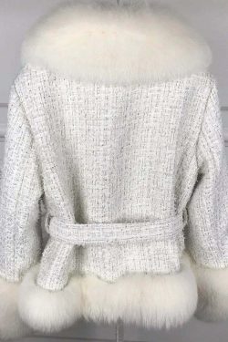 Brinley Tweed Fur Coat - Y2K Grunge & 90S Retro Style, Perfect For Y2K Party &