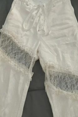 Brynlee Lace Stitching High Waist Jeans - Y2K Summer, 90S Fashion, Grunge, Retro, Y2K Club Out