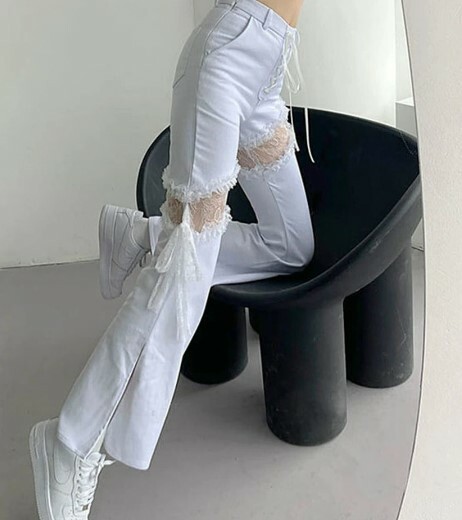 Brynlee Lace Stitching High Waist Jeans - Y2K Summer, 90S Fashion, Grunge, Retro, Y2K Club Out Brynlee Lace Stitching High Waist Jeans - Y2K Summer, 90S Fashion, Grunge, Retro, Y2K Club Out