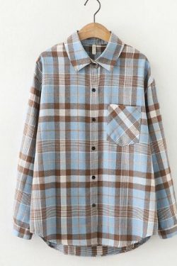 Cecilia Chic Plaid Shirt - Y2K Summer Grunge, 90S Retro, Pastel Goth, Y2K Party Outfit