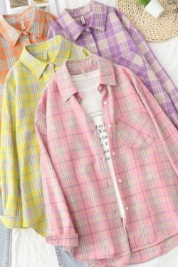 Cecilia Chic Plaid Shirt - Y2K Summer Grunge, 90S Retro, Pastel Goth, Y2K Party Outfit