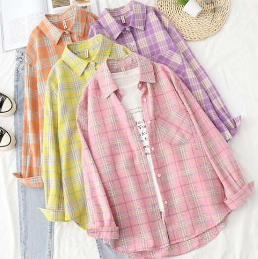 Cecilia Chic Plaid Shirt - Y2K Summer Grunge, 90S Retro, Pastel Goth, Y2K Party Outfit Cecilia Chic Plaid Shirt - Y2K Summer Grunge, 90S Retro, Pastel Goth, Y2K Party Outfit
