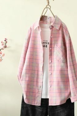 Cecilia Chic Plaid Shirt - Y2K Summer Grunge, 90S Retro, Pastel Goth, Y2K Party Outfit