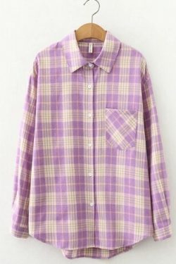 Cecilia Chic Plaid Shirt - Y2K Summer Grunge, 90S Retro, Pastel Goth, Y2K Party Outfit