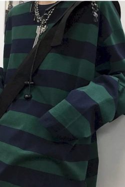 Chloe Striped Oversized Shirt - Y2K Summer Grunge, 90S Retro, Pastel Goth, Y2K Club & Party