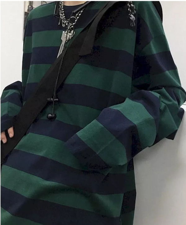 Chloe Striped Oversized Shirt - Y2K Summer Grunge, 90S Retro, Pastel Goth, Y2K Club & Party