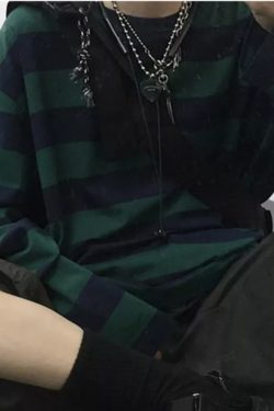 Chloe Striped Oversized Shirt - Y2K Summer Grunge, 90S Retro, Pastel Goth, Y2K Club & Party