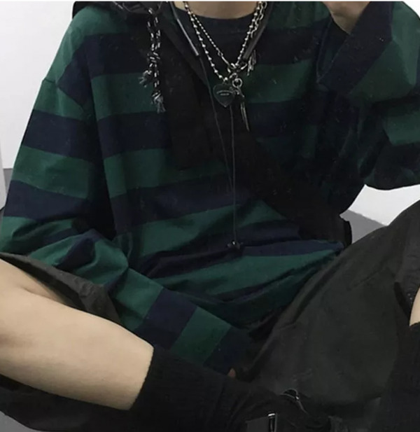 Chloe Striped Oversized Shirt - Y2K Summer Grunge, 90S Retro, Pastel Goth, Y2K Club & Party