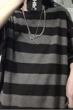 Chloe Striped Oversized Shirt - Y2K Summer Grunge, 90S Retro, Pastel Goth, Y2K Club & Party