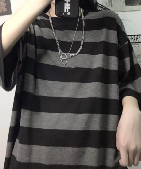 Chloe Striped Oversized Shirt - Y2K Summer Grunge, 90S Retro, Pastel Goth, Y2K Club & Party