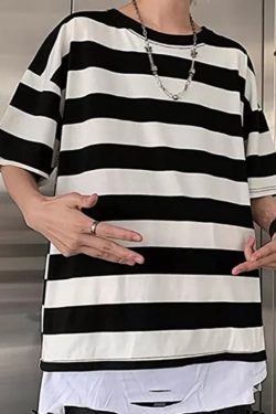 Chloe Striped Oversized Shirt - Y2K Summer Grunge, 90S Retro, Pastel Goth, Y2K Club & Party