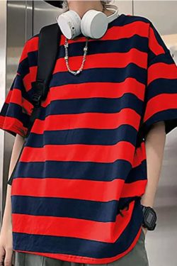 Chloe Striped Oversized Shirt - Y2K Summer Grunge, 90S Retro, Pastel Goth, Y2K Club & Party