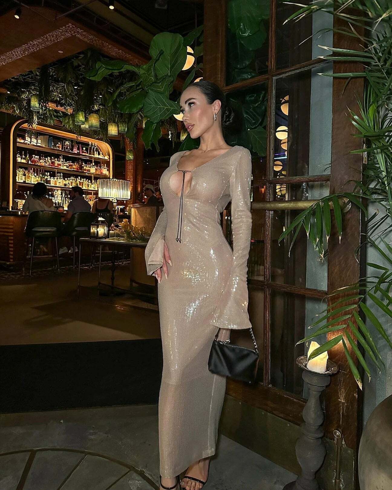 Chloi Lace Up Sequin Dress - Y2K Summer, 90S Grunge, Retro Party, Y2K Club Outfits