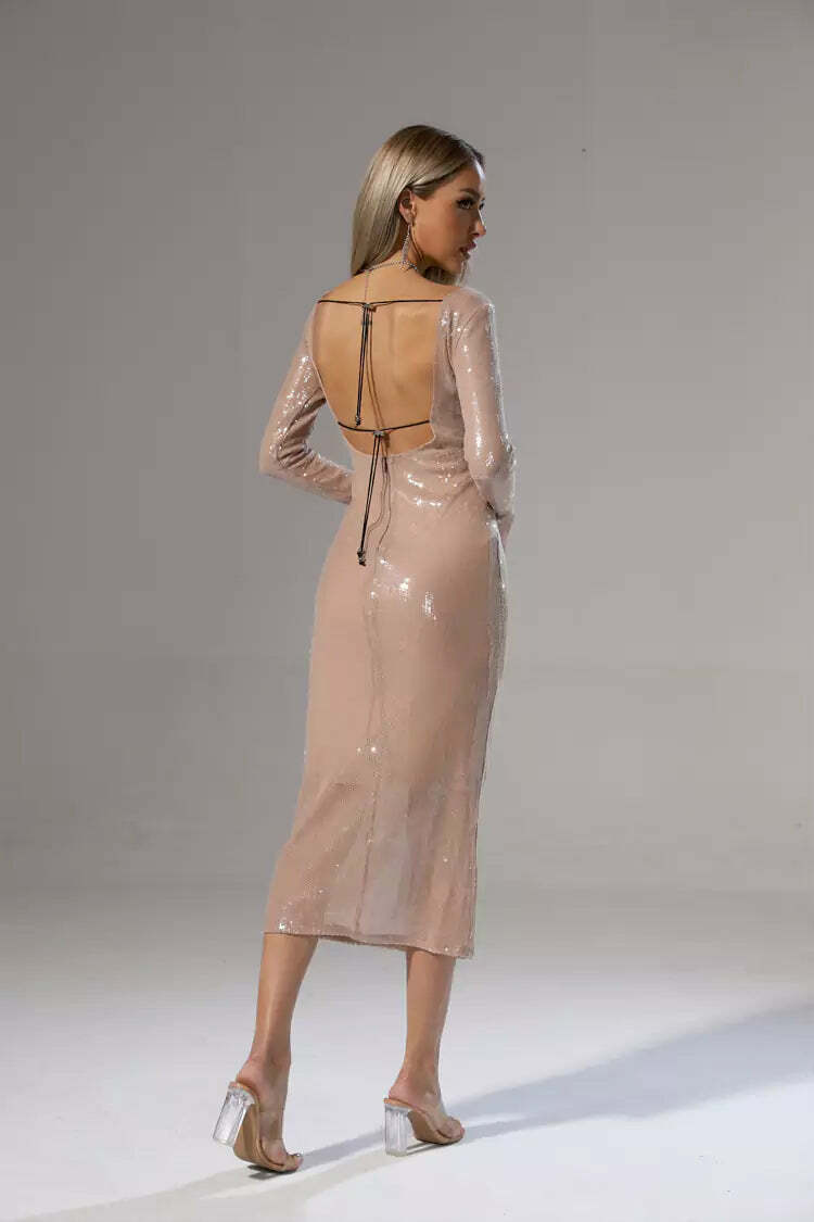 Chloi Lace Up Sequin Dress - Y2K Summer, 90S Grunge, Retro Party, Y2K Club Outfits