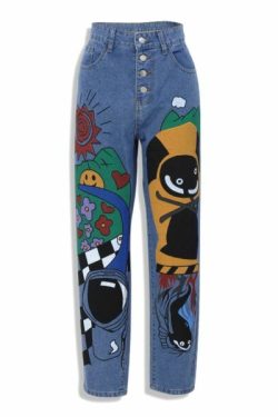 Clara Cartoon Jeans - Y2K Summer Grunge 90S Fashion Retro Hip Hop Y2K Outfits Women