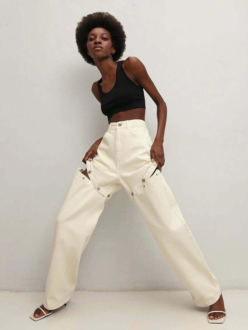 Cloe Spliced Trousers - Y2K Summer, 90S Grunge, Retro Style, Y2K Club & Party Out Cloe Spliced Trousers - Y2K Summer, 90S Grunge, Retro Style, Y2K Club & Party Out