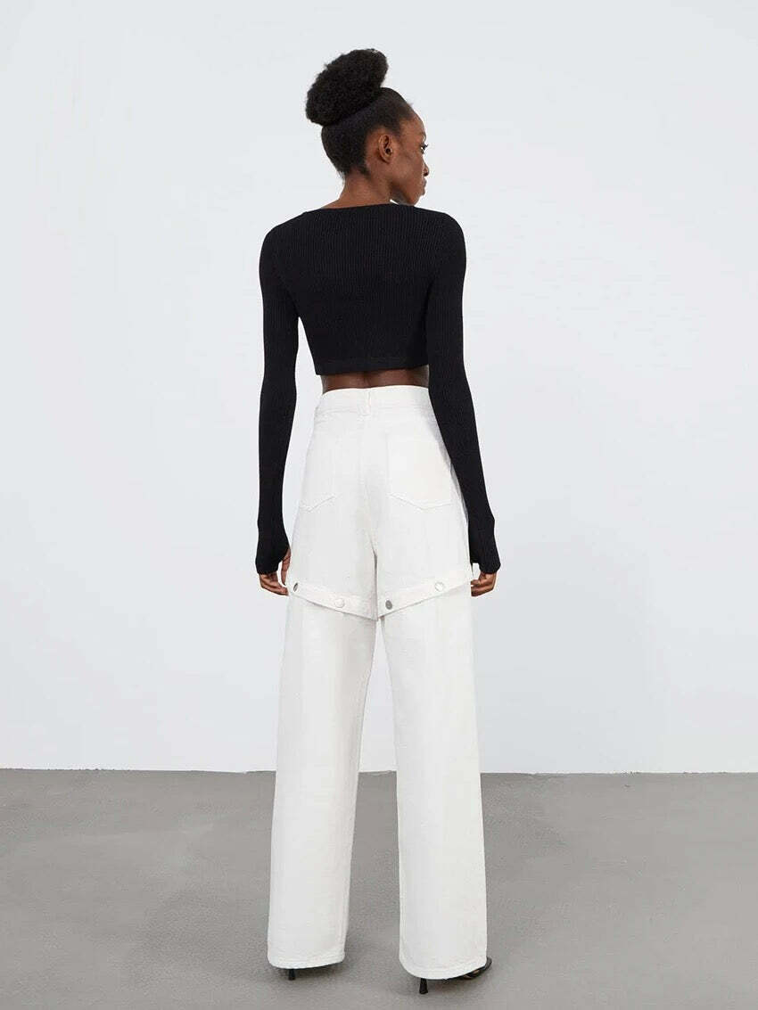 Cloe Spliced Trousers - Y2K Summer, 90S Grunge, Retro Style, Y2K Club & Party Out Cloe Spliced Trousers - Y2K Summer, 90S Grunge, Retro Style, Y2K Club & Party Out