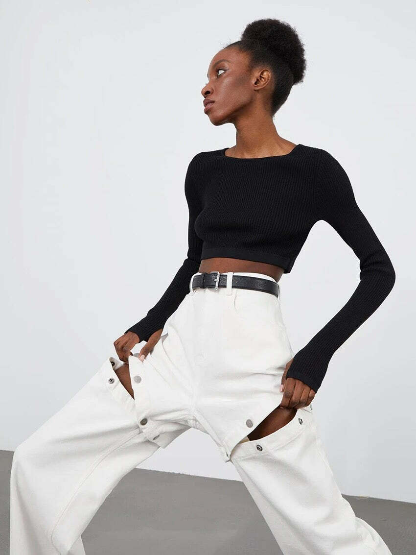 Cloe Spliced Trousers - Y2K Summer, 90S Grunge, Retro Style, Y2K Club & Party Out Cloe Spliced Trousers - Y2K Summer, 90S Grunge, Retro Style, Y2K Club & Party Out