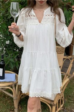 Colorfaith Dr9976 Y2K Grunge Cutout Lace High Waist Mini Dress With Belt - 90S Summer Fashion