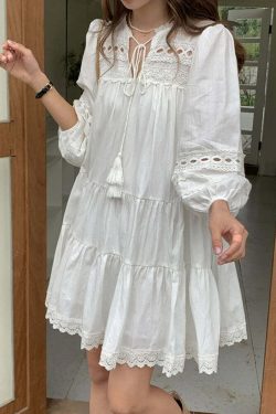 Colorfaith Dr9976 Y2K Grunge Cutout Lace High Waist Mini Dress With Belt - 90S Summer Fashion