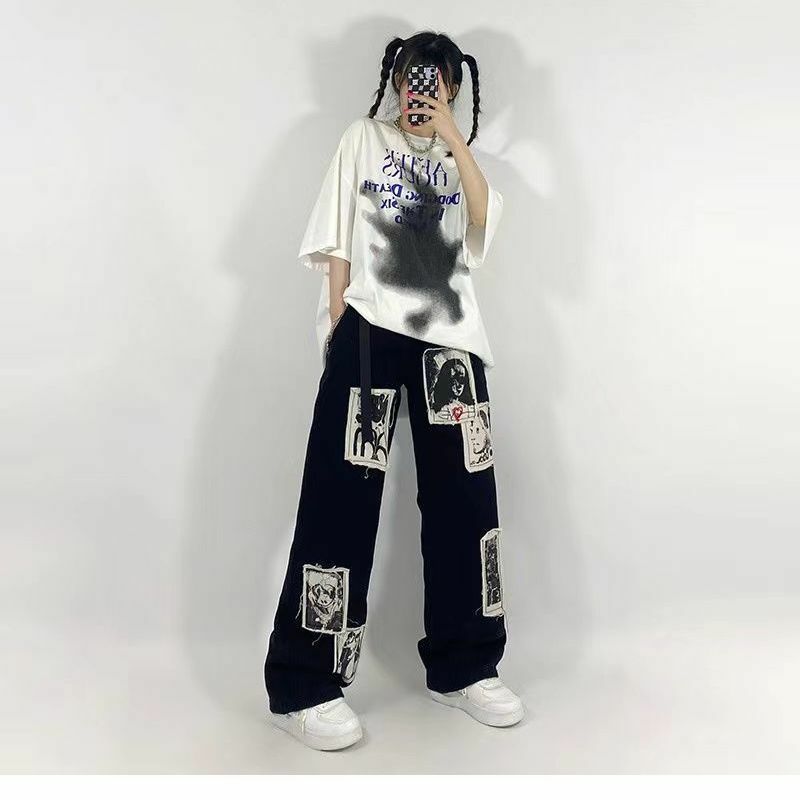 Cora Patchwork Pants - Y2K Summer Grunge, 90S Retro, Gothic Y2K, Y2K Club & Party Out