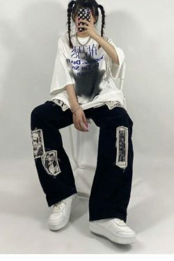 Cora Patchwork Pants - Y2K Summer Grunge, 90S Retro, Gothic Y2K, Y2K Club & Party Out