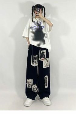 Cora Patchwork Pants - Y2K Summer Grunge, 90S Retro, Gothic Y2K, Y2K Club & Party Out