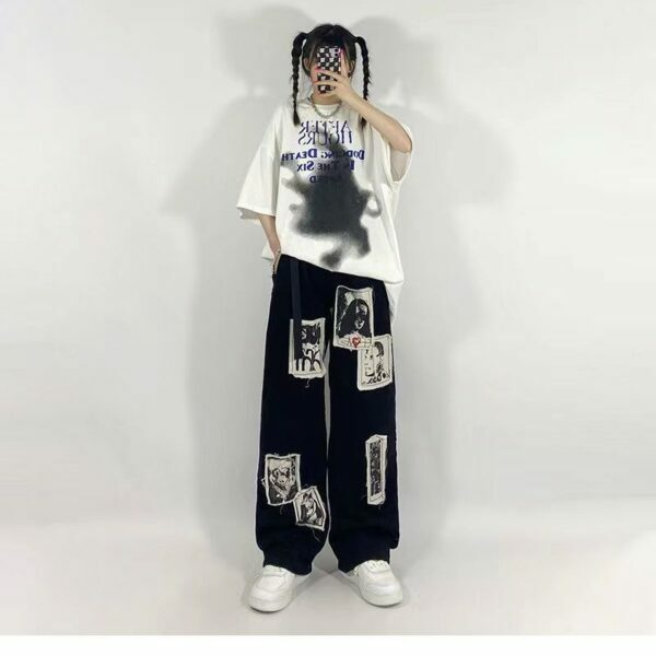 Cora Patchwork Pants - Y2K Summer Grunge, 90S Retro, Gothic Y2K, Y2K Club & Party Out