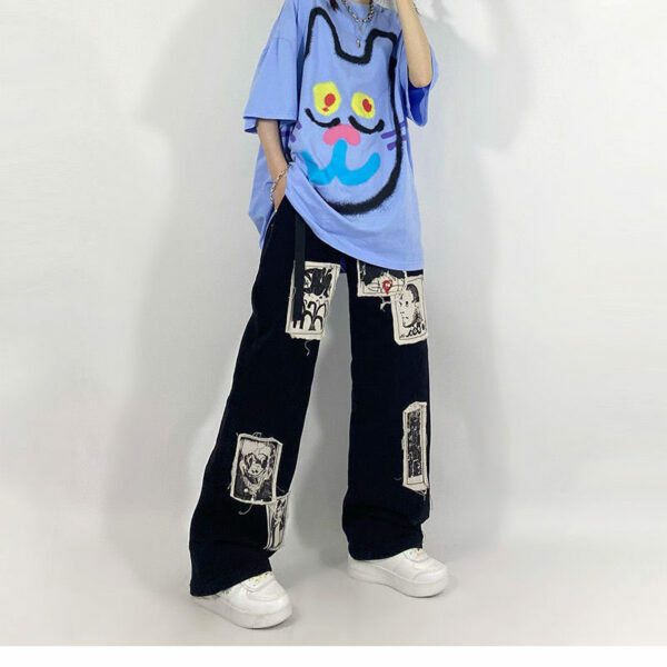 Cora Patchwork Pants - Y2K Summer Grunge, 90S Retro, Gothic Y2K, Y2K Club & Party Out